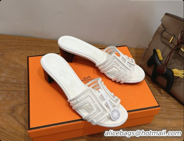 Good Product Hermes Oasis Sandals in Suede & Mesh 4.5cm Heel H091566 White 2026