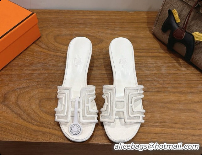 Good Product Hermes Oasis Sandals in Suede & Mesh 4.5cm Heel H091566 White 2026