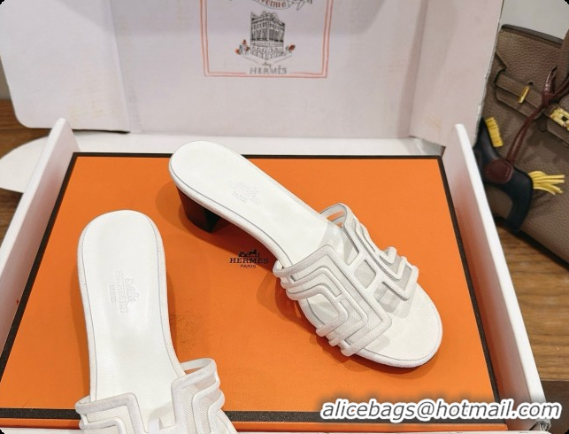 Good Product Hermes Oasis Sandals in Suede & Mesh 4.5cm Heel H091566 White 2026