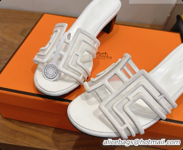 Good Product Hermes Oasis Sandals in Suede & Mesh 4.5cm Heel H091566 White 2026