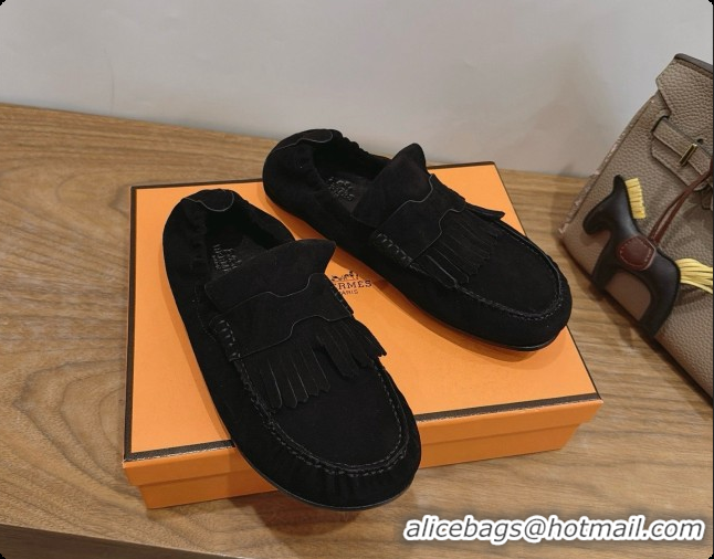 Luxurious Hermes Nod Loafer in Suede H091574 Black 2026