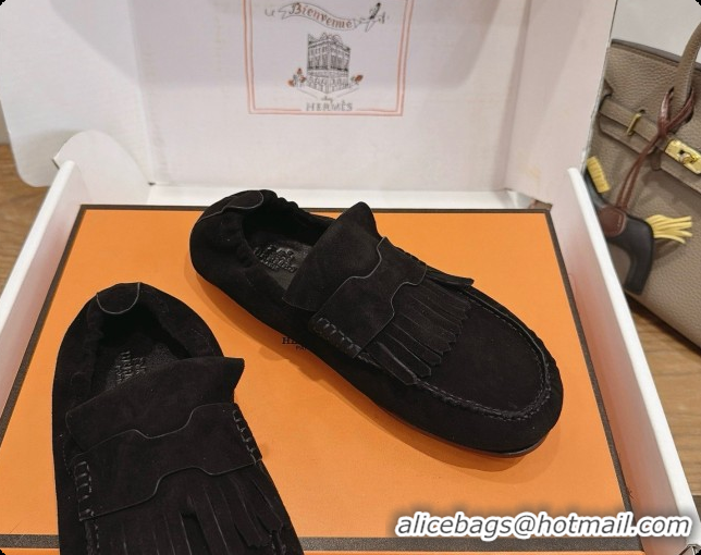 Luxurious Hermes Nod Loafer in Suede H091574 Black 2026