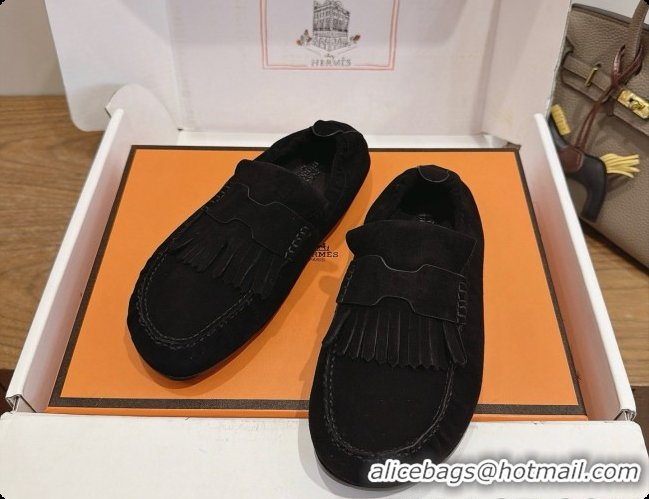 Luxurious Hermes Nod Loafer in Suede H091574 Black 2026