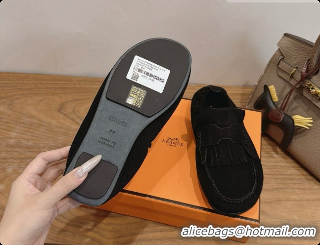 Luxurious Hermes Nod Loafer in Suede H091574 Black 2026