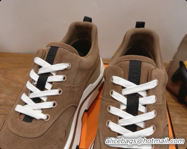 Buy Discount Hermes Men's Suede Sneakers H091577 Brown 2026
