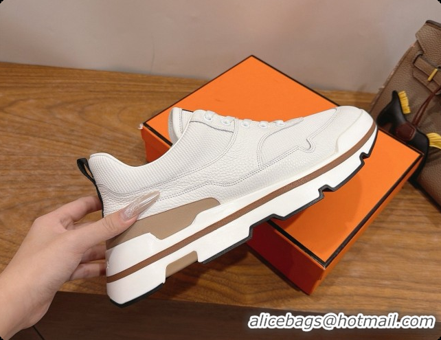 Shop Duplicate Hermes Men's Calfskin Sneakers H091578 White 2026