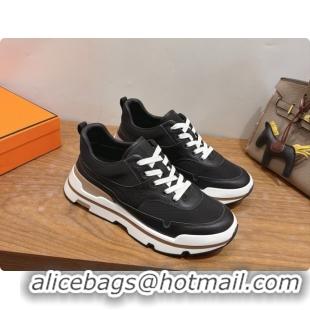 Charming Hermes Men's Suede Sneakers H091579 Black 2026