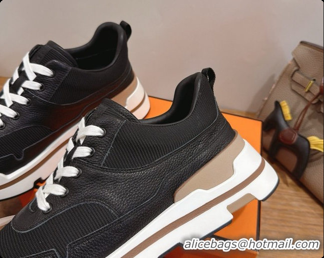 Charming Hermes Men's Suede Sneakers H091579 Black 2026
