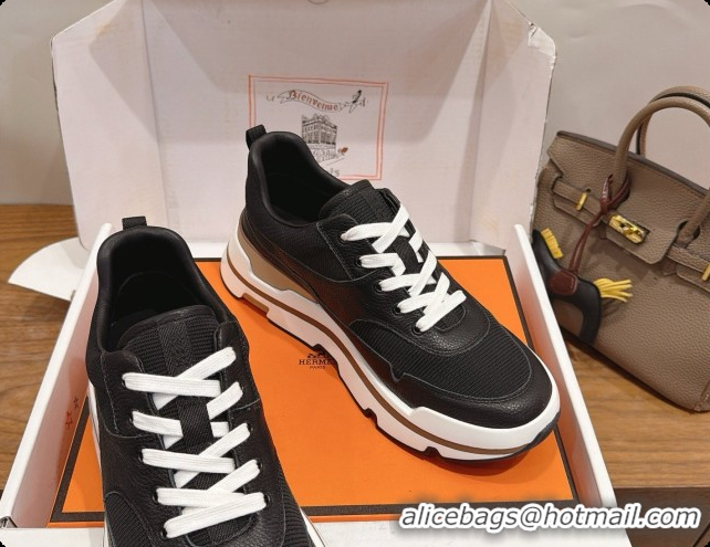 Charming Hermes Men's Suede Sneakers H091579 Black 2026