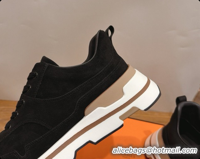 Best Price Hermes Men's Suede Sneakers H091580 Black 2026