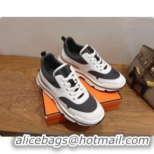 Top Design Hermes Men's Calfskin Sneakers H091606 White/Grey 2026