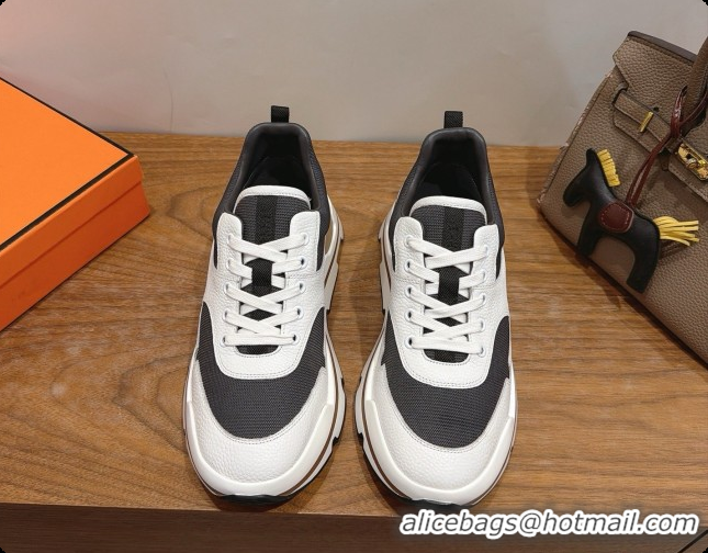 Top Design Hermes Men's Calfskin Sneakers H091606 White/Grey 2026