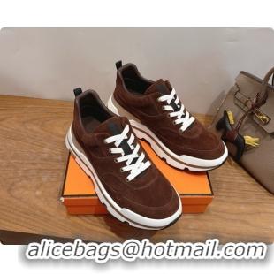 Purchase Hermes Men's Suede Sneakers H091607 Brown 03 2026