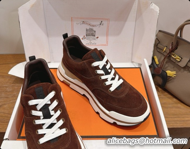 Purchase Hermes Men's Suede Sneakers H091607 Brown 03 2026