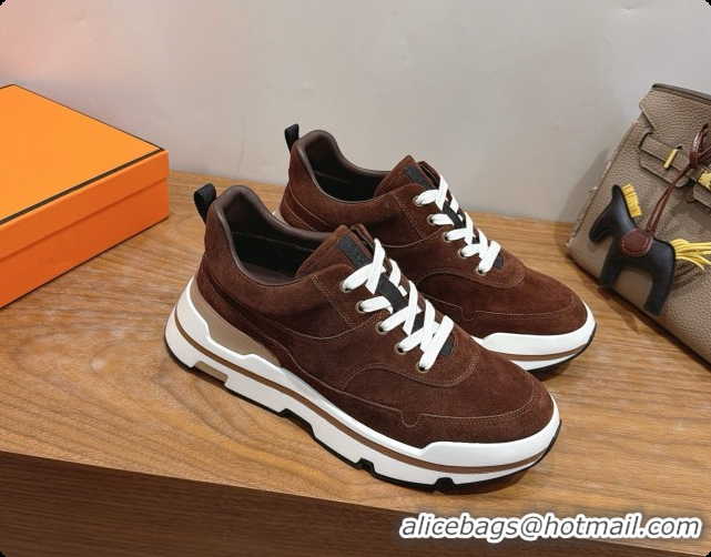 Purchase Hermes Men's Suede Sneakers H091607 Brown 03 2026