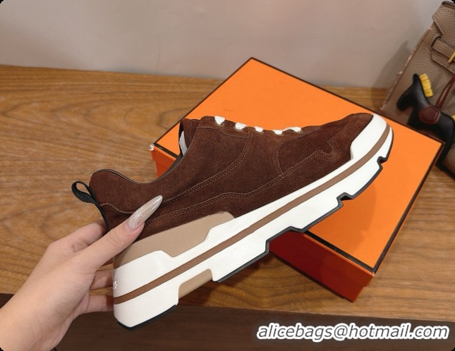 Purchase Hermes Men's Suede Sneakers H091607 Brown 03 2026