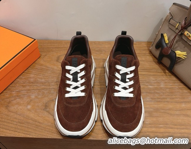 Purchase Hermes Men's Suede Sneakers H091607 Brown 03 2026