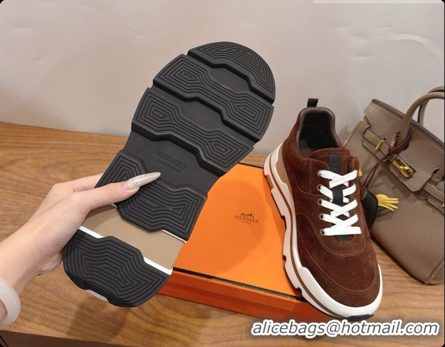 Purchase Hermes Men's Suede Sneakers H091607 Brown 03 2026