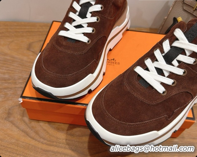 Purchase Hermes Men's Suede Sneakers H091607 Brown 03 2026