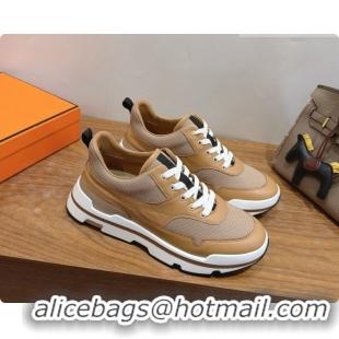 Luxury Discount Hermes Men's Calfskin Sneakers H091608 Light Brown 2026