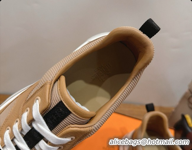 Luxury Discount Hermes Men's Calfskin Sneakers H091608 Light Brown 2026