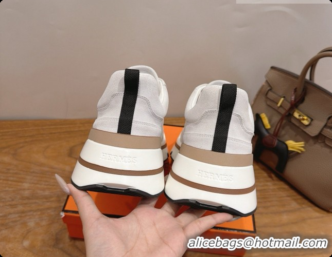 Luxury Hermes Men's Suede Sneakers H091609 White 2026