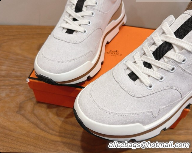 Luxury Hermes Men's Suede Sneakers H091609 White 2026