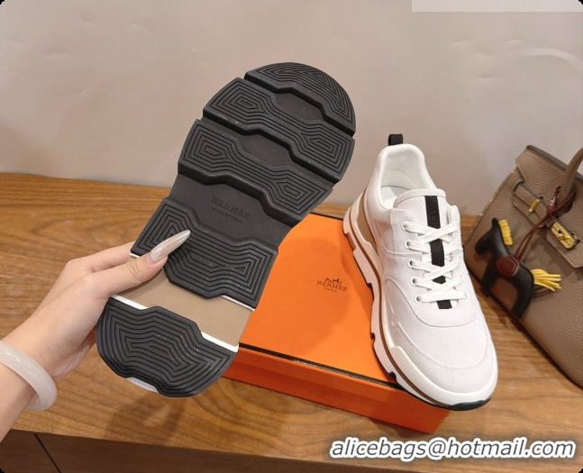 Luxury Hermes Men's Suede Sneakers H091609 White 2026