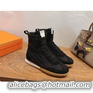 Good Quality Hermes Sneaker Boots in Suede & Fabic H091612 Black 2026