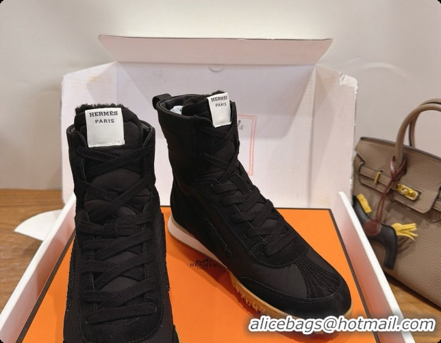 Good Quality Hermes Sneaker Boots in Suede & Fabic H091612 Black 2026