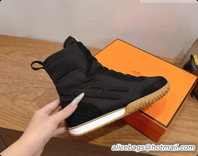 Good Quality Hermes Sneaker Boots in Suede & Fabic H091612 Black 2026