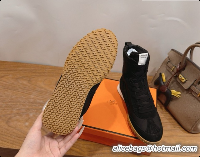 Good Quality Hermes Sneaker Boots in Suede & Fabic H091612 Black 2026