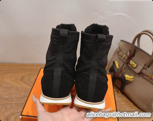Good Quality Hermes Sneaker Boots in Suede & Fabic H091612 Black 2026