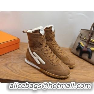 Classic Hot Hermes Sneaker Boots in Suede H091613 Brown 2026