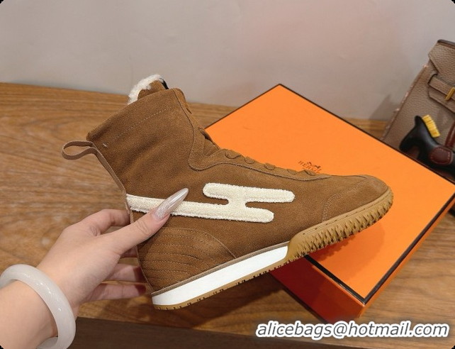 Classic Hot Hermes Sneaker Boots in Suede H091613 Brown 2026