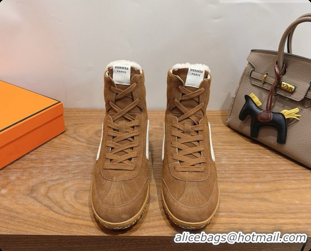 Classic Hot Hermes Sneaker Boots in Suede H091613 Brown 2026