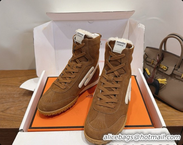 Classic Hot Hermes Sneaker Boots in Suede H091613 Brown 2026