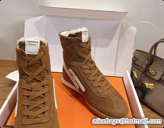 Classic Hot Hermes Sneaker Boots in Suede H091613 Brown 2026