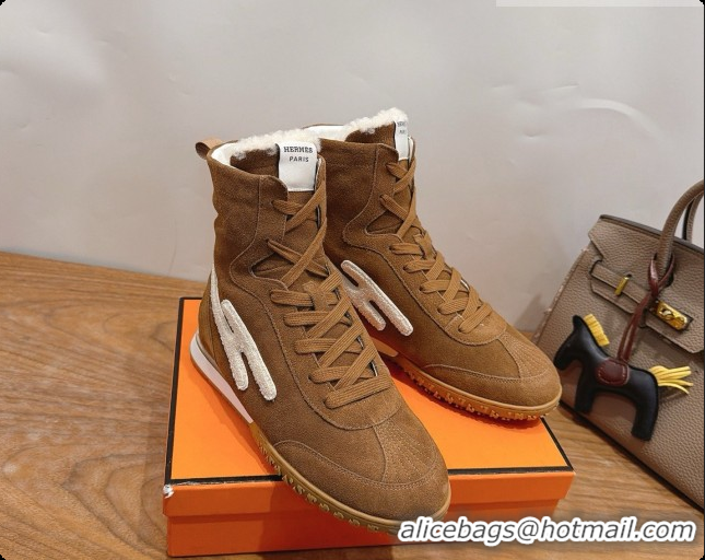 Classic Hot Hermes Sneaker Boots in Suede H091613 Brown 2026