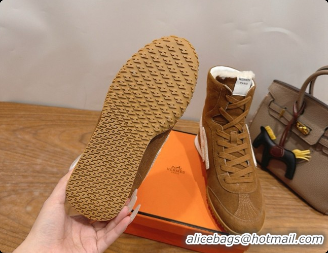 Classic Hot Hermes Sneaker Boots in Suede H091613 Brown 2026