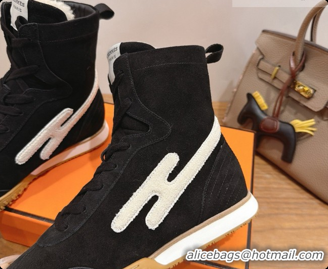 Grade Quality Hermes Sneaker Boots in Suede H091614 Black 2026