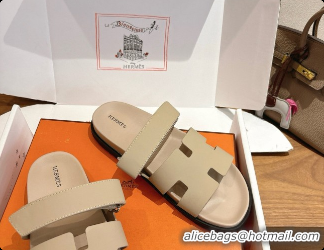 Low Price Hermes Chypre Flat Sandals in Smooth Calfskin H091616 Beige 2026