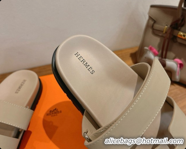 Low Price Hermes Chypre Flat Sandals in Smooth Calfskin H091616 Beige 2026