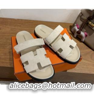 Good Product Hermes Chypre Flat Sandals in Suede H091618 Beige 2026
