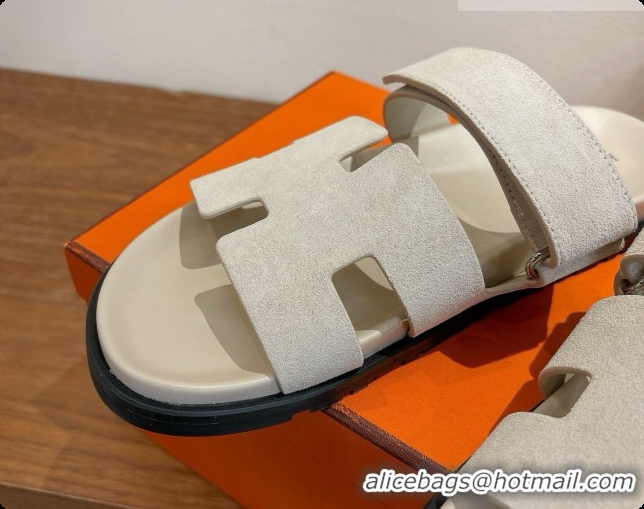Good Product Hermes Chypre Flat Sandals in Suede H091618 Beige 2026