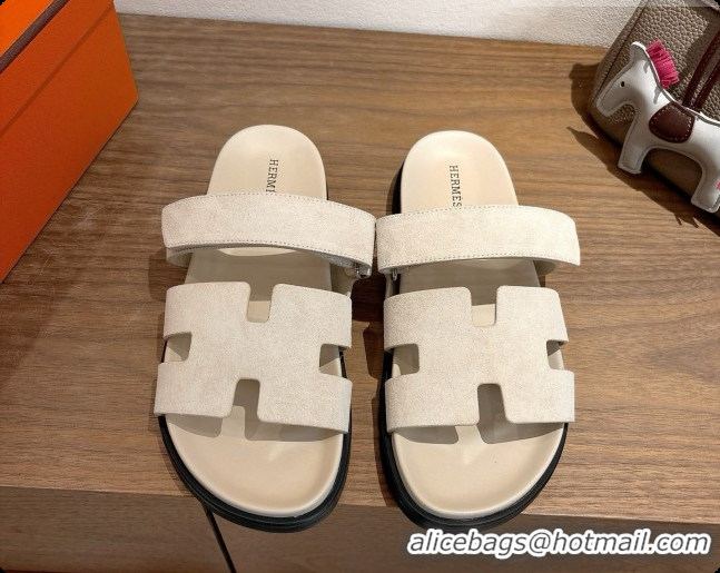 Good Product Hermes Chypre Flat Sandals in Suede H091618 Beige 2026