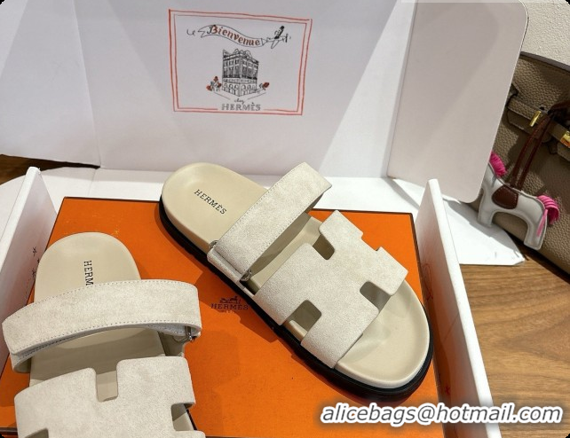 Good Product Hermes Chypre Flat Sandals in Suede H091618 Beige 2026