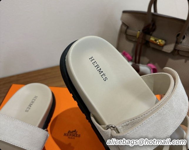 Good Product Hermes Chypre Flat Sandals in Suede H091618 Beige 2026