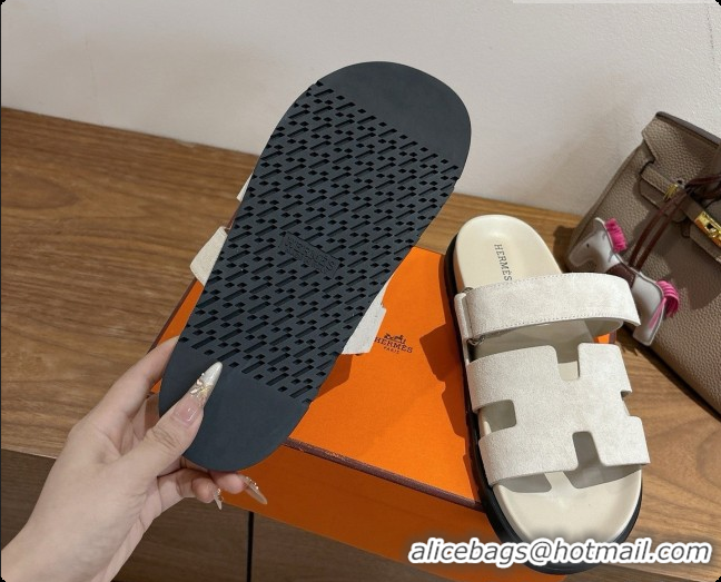 Good Product Hermes Chypre Flat Sandals in Suede H091618 Beige 2026