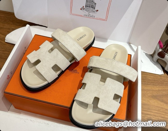Good Product Hermes Chypre Flat Sandals in Suede H091618 Beige 2026